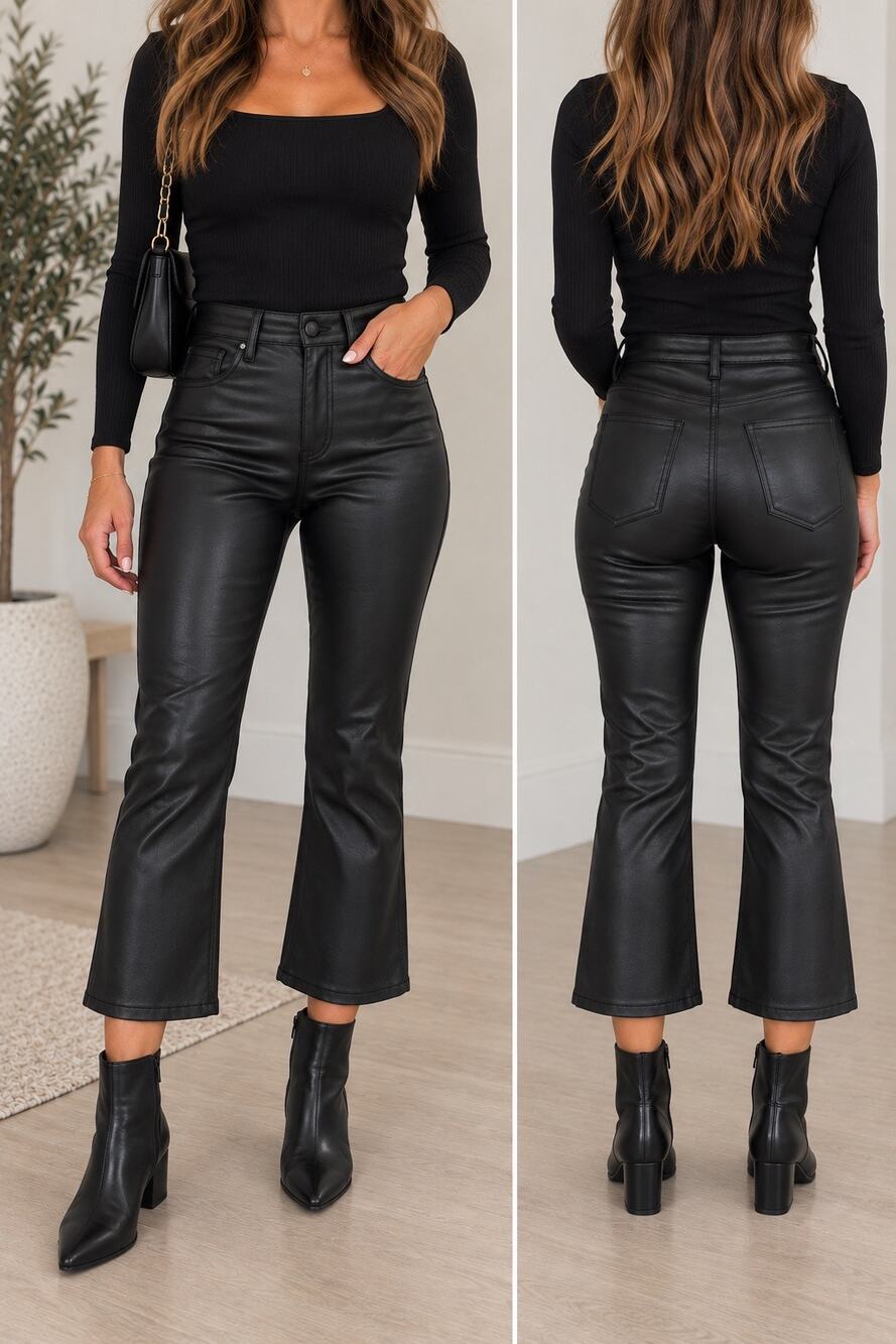 Good American Better Than Leather Mini Boot Pants 4/27 NWT